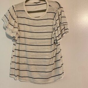 Black striped top with puffed sleeves